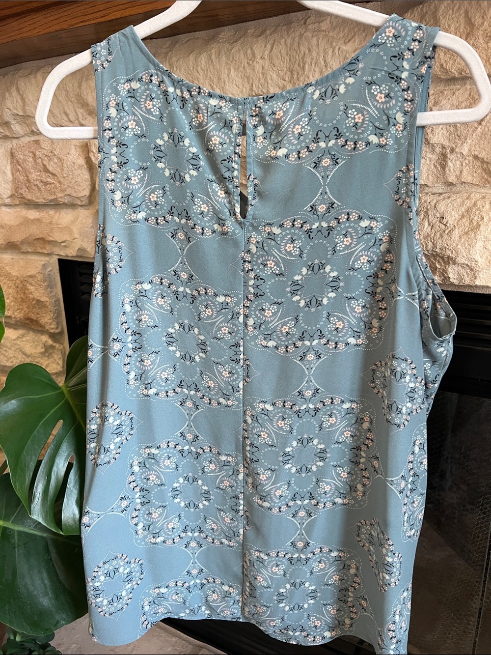 Maurices Dusty Blue Floral Medallion V-Neck Camisole - Picture 3 of 5